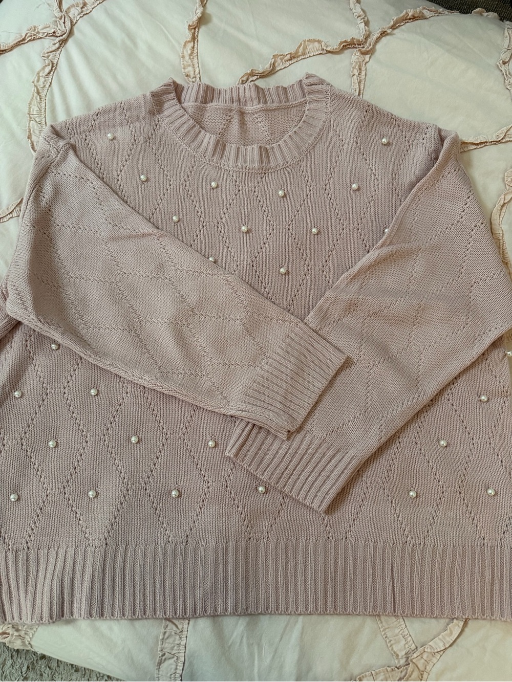 Pink Embellished Crewneck Sweater Like New
